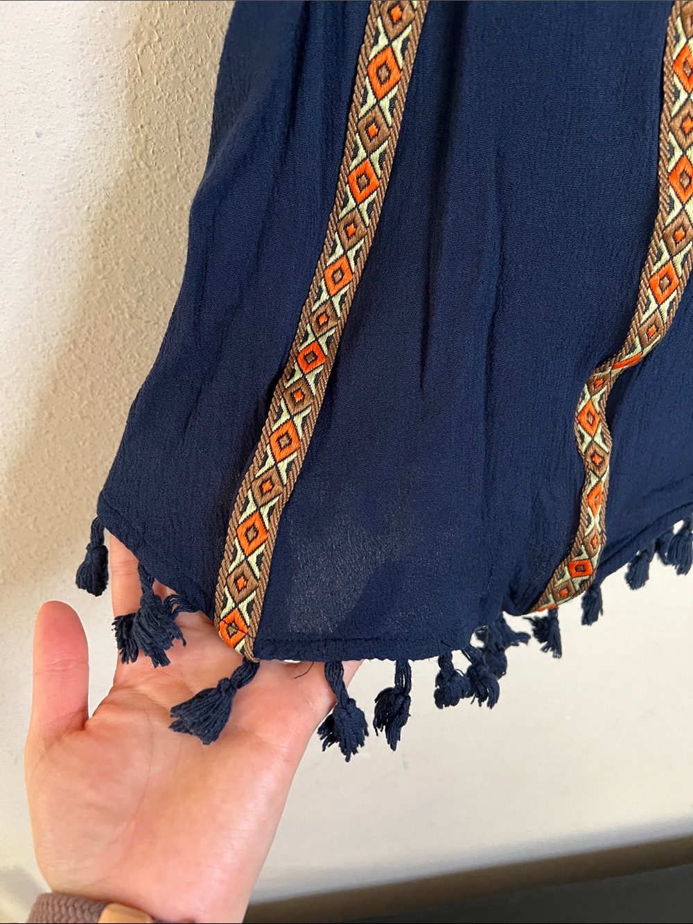 Papaya Tank Top Boho Blue Tassles Summer Size Medium - Picture 5 of 11